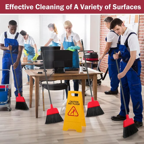 Miniatura 6 de 8 escobas para exteriores para limpieza de suelos, escoba comercial resistente, mango largo, escobas angulares para cocina, hogar, barrido, Rojo