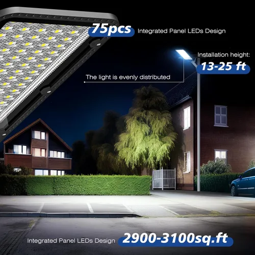 Miniatura 2 de WYWNA Luces Solares de Calle de 12000W para Exteriores - 6500K Luces Solares Comerciales para Estacionamiento del Atardecer al Amanecer, Luz Solar