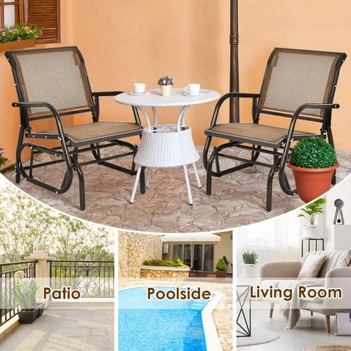 Miniatura 6 de Giantex Silla columpio con marco de metal de estudio, cómoda silla de patio para jardín, porche, patio trasero, piscina, mecedora al aire libre