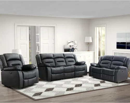 Miniatura 8 de EBELLO Sofá Reclinable Eléctrico de Piel Sintética para Dos Personas, Juego de Sofá Reclinable de 3 Asientos, Juego de Sillón Sofá Reclinable Marrón
