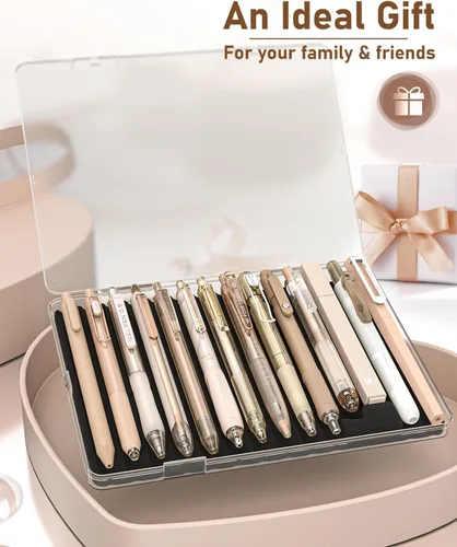 Miniatura 6 de FOUR CANDIES - Paquete de 14 bolígrafos pasteles bonitos, estéticos y retráctiles con tinta de gel negra, punta fina de 0.5 mm, incluye 2 Azul