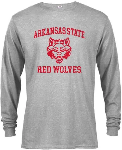 Miniatura 5 de Sport Your Gear Camiseta de manga larga con licencia oficial, estilo retro y envejecido para fanáticos universitarios UNM Red Heather
