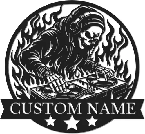 Miniatura 14 de Letrero de metal personalizado para DJ, arte de pared musical con nombre personalizado, decoración de estudio de disc jockey, regalo temático