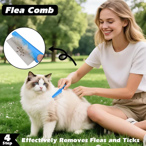 Miniatura 5 de Augwind Kit de aseo para mascotas 7 en 1, peine para perros y gatos, cepillo para despelar, cortaúñas con lima y cepillo de baño, suministros C-7PCS