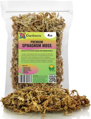 Musgo Sphagnum Premium de Nueva Zelanda por Gardenera - Musgo Sphagnum Orgánico de Fibra Larga Mezclado a Mano para Orquídeas - 4 Cuartos