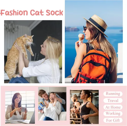 Miniatura 7 de Justay 5 Pairs Womens Cute Cat Socks Novelty Funny Cat Claw Socks Animal Fun Ankle Socks