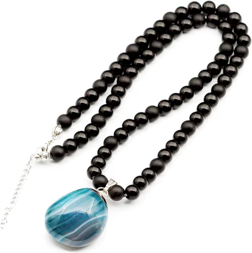 Miniatura 183 de Colgante de turmalina cruda natural, Collar de cuentas de ónix negro genuino, Collar de piedra negra, Collar de piedras preciosas, Cuentas de 0.315