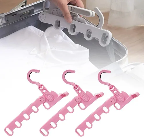 Miniatura 15 de 4 perchas plegables de viaje, colgador de ropa plegable portátil con 5 agujeros, colgador de ropa montado en la pared, estante de secado plegable