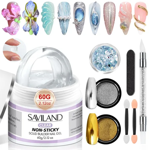 Miniatura 9 de SAVILAND Kit de Gel de Uñas Constructor Sólido No Pegajoso: Kit de Inicio de Arte de Uñas 3D Escultura de Uñas Gel Sólido Duro de Larga Duración