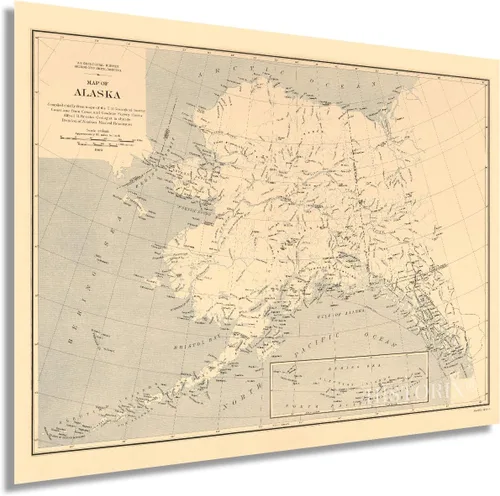 HISTORIX Vintage 1909 Alaska State Map – 18 x 24 pulgadas Vintage Map of Alaska Art Decor – Póster del Servicio Geológico de Estados Unidos del
