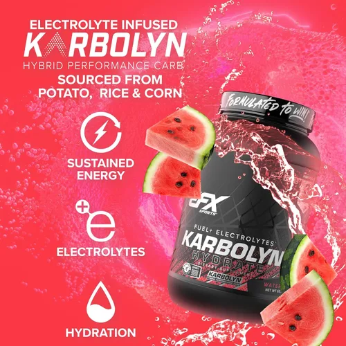Miniatura 3 de EFX Sports Karbolyn Hydrate Polvo de carbohidratos + electrolitos Mezcla de bebida deportiva sin azúcar Combustible e hidratación Sin