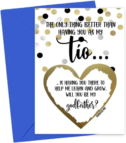 Miniatura 17 de Tarjeta para raspar con texto en inglés «Will You Be My Godmother Godfather Scratch Off», tarjeta para promoción de Tia y Tio a Padrinos de parte
