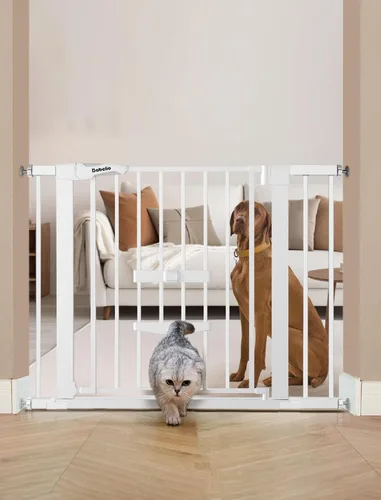 Miniatura 11 de BABELIO Puerta de bebé extra alta de 36 pulgadas con puerta para gatos, puerta de metal para perros de 29 a 40 pulgadas, puerta para gatos