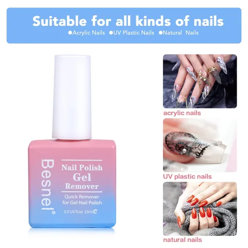 Miniatura 3 de Removedor de esmalte de uñas de gel, paquete de 5 unidades, removedor de esmalte de gel profesional, no irritante, rápido y fácil, kit