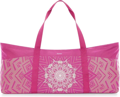 Miniatura 13 de Gonex Bolsa para esterilla de yoga, bolsa de gimnasio de lona extra con cremallera de metal impermeable, se adapta a tapetes y bloques, elegante Azul