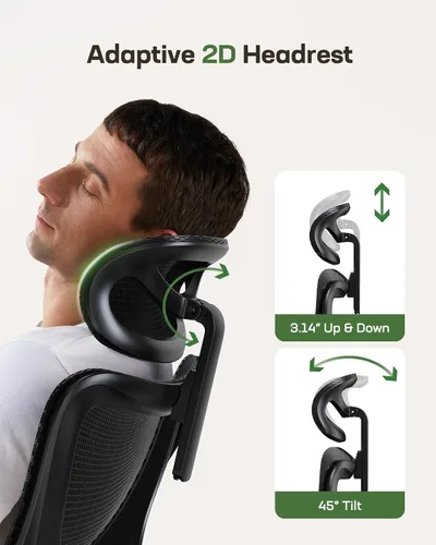 Miniatura 6 de Marsail Silla de Oficina Ergonómica de Malla con Respaldo Alto, Silla de Escritorio para Oficina en Casa con Soporte Lumbar Adaptativo