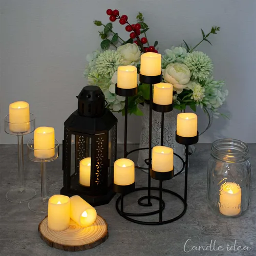 Miniatura 4 de CANDLE IDEA 3 piezas de velas de pilar de cera real operadas por batería con encantadores calcomanías de ciervo, alce y oso, velas LED sin llama