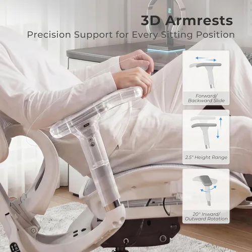 Miniatura 5 de WELAX S9 Silla de oficina ergonómica de malla con respaldo alto y ruedas silenciosas, silla de escritorio de soporte lumbar cómoda, profundidad