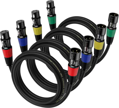 EBXYA Paquete de 4 cables XLR de 3 pies, cable de micrófono macho a hembra con cable de altavoz blindado equilibrado