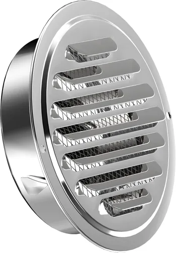 Miniatura 15 de Rejillas de ventilación de acero inoxidable de 10 cm, HG Power, cubierta redonda con malla de pantalla, rejilla de ventilación de aire para pared