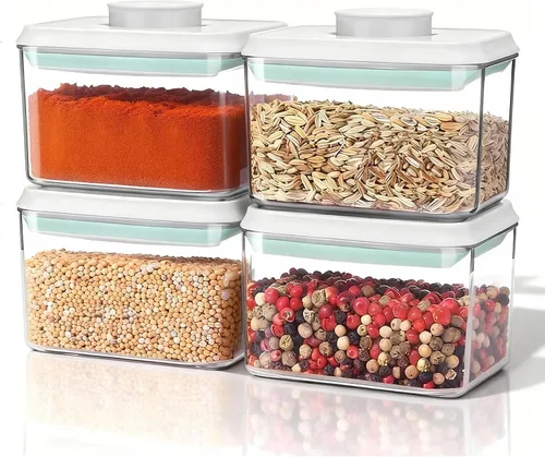 Recipiente hermético de almacenamiento de alimentos con tapas, sin BPA para espagueti, cereales, harina, arroz, organizador de cocina (16.9 fl oz /