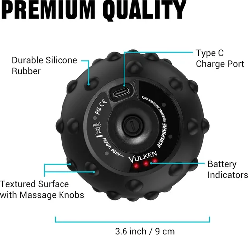 Miniatura 6 de Bola de Masaje Vibratória Vulken para Recuperación Muscular con SphereStrap – Objetivo Áreas de Difícil Acceso, Masaje de Espalda Sin Manos. Bola