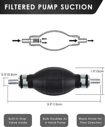 Miniatura 3 de KATUMO Manguera de Sifón de Gasolina, 2 Kits de Bomba de Sifón de Transferencia de Combustible de Gas, Aceite y Agua, Bomba de Combustible Manual