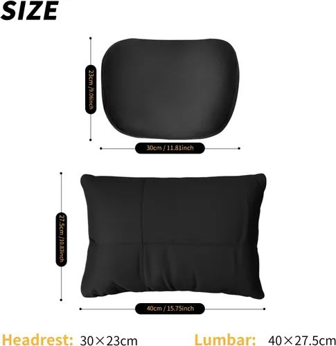 Miniatura 2 de Kwak's Juego de almohada para reposacabezas de automóvil y soporte lumbar para el cuello, ajuste de altura de 2 niveles, funda extraíble lavable