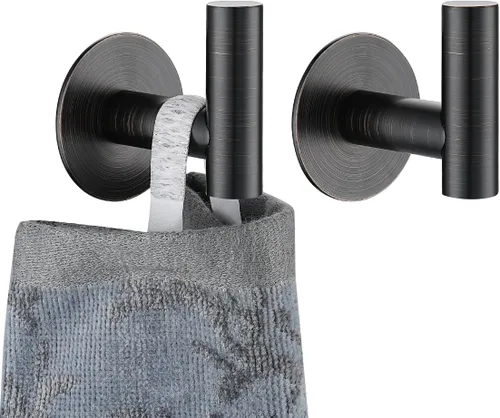 Miniatura 12 de JQK - Ganchos autoadhesivos para toallas cepillados, sin taladro, para adherir en la pared, para abrigos, batas y ropa, para baño, cocina, garaje
