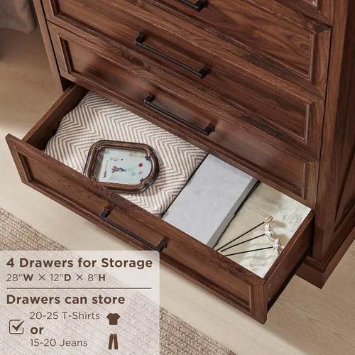 Miniatura 4 de ACCOHOHO Cómoda de 6 cajones, cómoda de granja para dormitorio, cómoda de 44 pulgadas de alto con asas de metal grandes, organizador de cajones