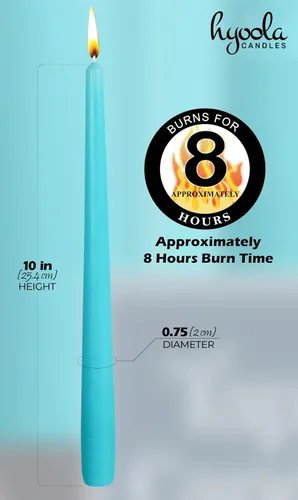 Miniatura 4 de Hyoola Tall Taper Candles - Vela de cena turquesa sin goteo de 10 pulgadas, sin perfume, cera de parafina con mechas de algodón, 8 horas de tiempo