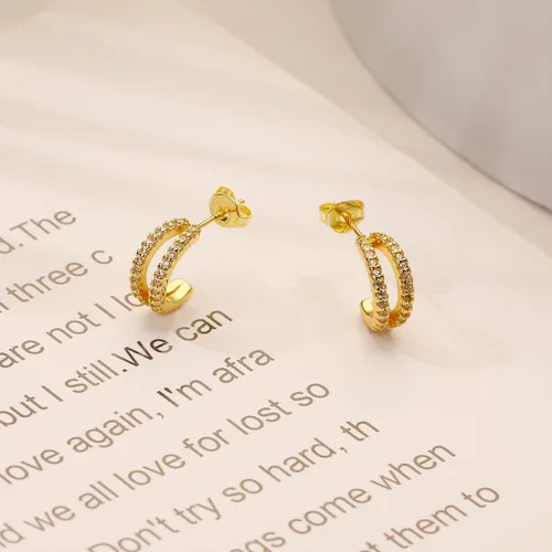 Miniatura 25 de 2 Pairs Double Hoop Earrings, Gold Cartilage Earrings for Women, Small Silver Helix Piercing Jewelry,Spiral Nose Ring Tiny Twist Earrings as Gift