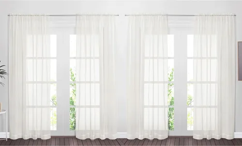 Miniatura 15 de NICETOWN Cortinas traslúcidas de gasa para ventana de dormitorio, bolsillo para barra, elegantes cortinas traslúcidas ligeras que llegan al suelo