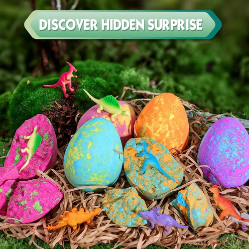 Miniatura 2 de Aofmee Bombas de baño para niños, bombas de baño para niños con juguete de dinosaurio en el interior, rellenos de cesta de Pascua para niños, huevos