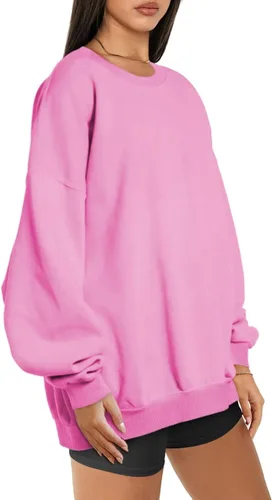 Miniatura 2 de EFAN Sudaderas de forro polar de gran tamaño para mujer, manga larga, cuello redondo, sudadera casual con capucha