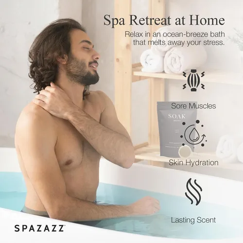 Miniatura 6 de Spazazz Dead Sea Bath Salts with Magnesium & Arnica – Aromatherapy Mineral Bath Soak for Relaxation. Bathtub Soaking Salts – 33.3oz Salt Crystals