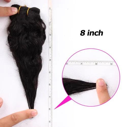Miniatura 7 de VIOLET Cabello 8 Pulgadas Brasileño Rizado Profundo Tejido Cabello Corto Humano 6 Paquetes Con Cierre 100% Extensiones de Cabello Humano Sin