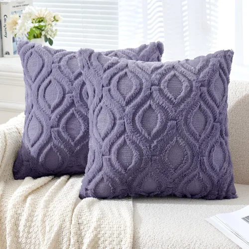 Miniatura 39 de MIULEE - Juego de 2 fundas de almohada de lana sintética suave y afelpada, fundas decorativas de estilo bohemio para sofá, sala de estar, cama, 18 x