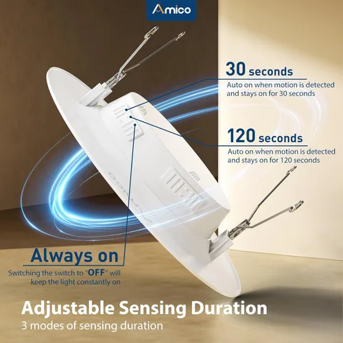 Miniatura 3 de Amico 1 paquete de luz empotrable con sensor de movimiento de 5/6 pulgadas, 12.5 W = 100 W, 950 LM, 2700 K/3000 K/4000 K/5000 K/6000 K