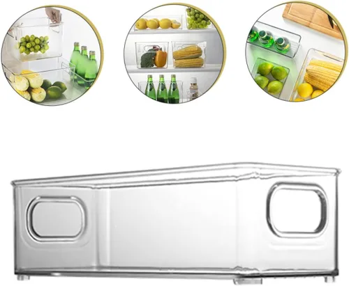 Miniatura 9 de SMASOLO Caja de almacenamiento transparente para refrigerador, versátil organizador de refrigerador para bebidas, frutas y verduras, organiza