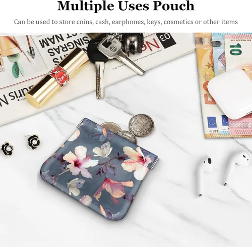 Miniatura 3 de Fintie - Monedero a presión, de cuero PU, monedero para cambio para mujer, Hibisco floreciente., Moda