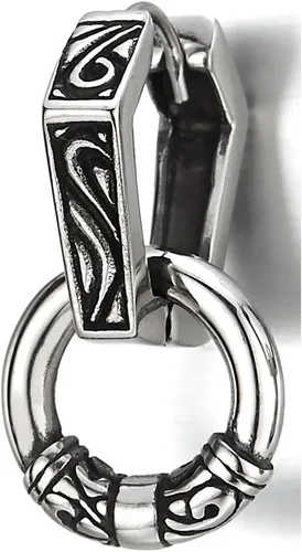 Miniatura 2 de Par de aretes de aro hexagonales de acero inoxidable con bisagras para hombres y mujeres, estilo tribal vintage, Acero inoxidable Metal
