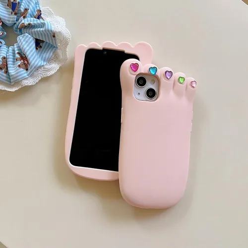 Miniatura 3 de Funda para iPhone 13 Pro Max, fundas 3D Kawaii para teléfono, divertidas y lindas de dibujos animados con pie de uñas decoradas, funda de silicona