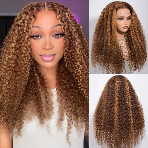Miniatura 9 de CYNOSURE Pelucas de encaje frontal 13x4 de cabello humano prearrancado, densidad del 180%, brasileña rizada con encaje frontal, peluca con cabello