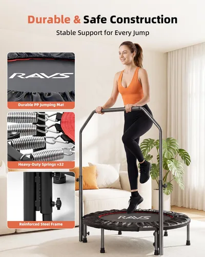 Miniatura 4 de Mini trampolín plegable para adultos y niños de 40 pulgadas con barra de espuma ajustable para entrenamiento en interiores