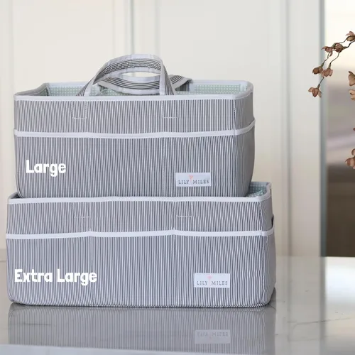 Miniatura 5 de Lily Miles Organizador de pañales para bebé - Bolso tote organizador para artículos esenciales de bebé niña - Cesta de regalo para baby shower