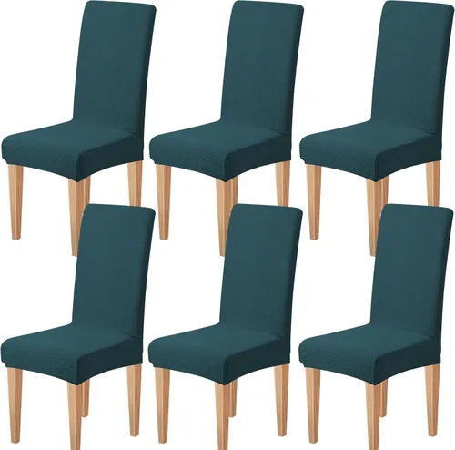Miniatura 27 de Dioxide Fundas de Silla de Alto Estirar para Sillas de Comedor, Juego de Fundas de Silla de Comedor Lavables de 4, Fundas de Asiento de Silla