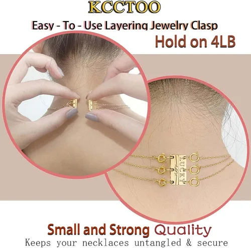 Miniatura 2 de kcctoo Collar con cierre de capas para mujer, separadores de joyería de oro de 18 quilates y plata, cierre magnético de collar múltiple para mujer
