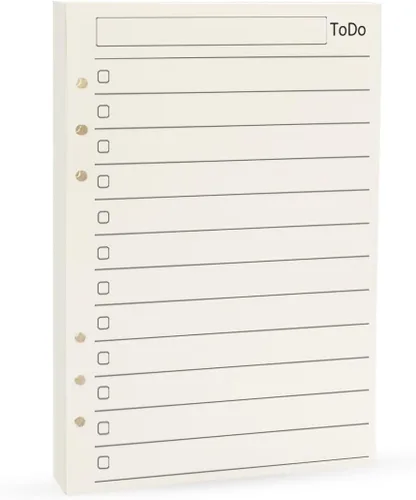 Miniatura 25 de Insertos de planificador A5, recargables para repuestos Filofax, arphia, 6 anillas, puntos, líneas, cuadrículas, lisos, 80 hojas/160 páginas para un