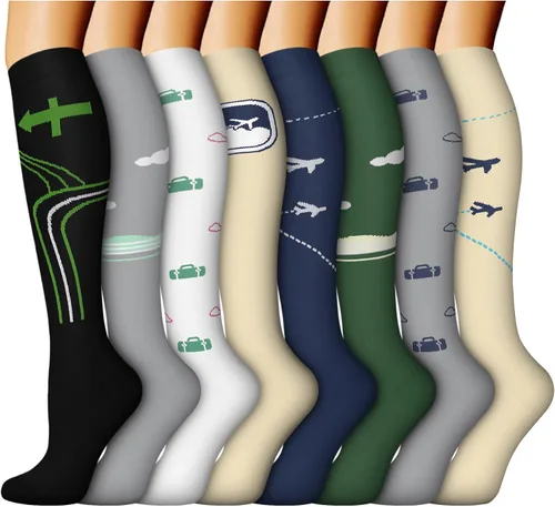 Miniatura 31 de ACTINPUT 8 pares de calcetines de compresión para mujeres y hombres, medias de compresión de apoyo para médicos, correr, atletismo